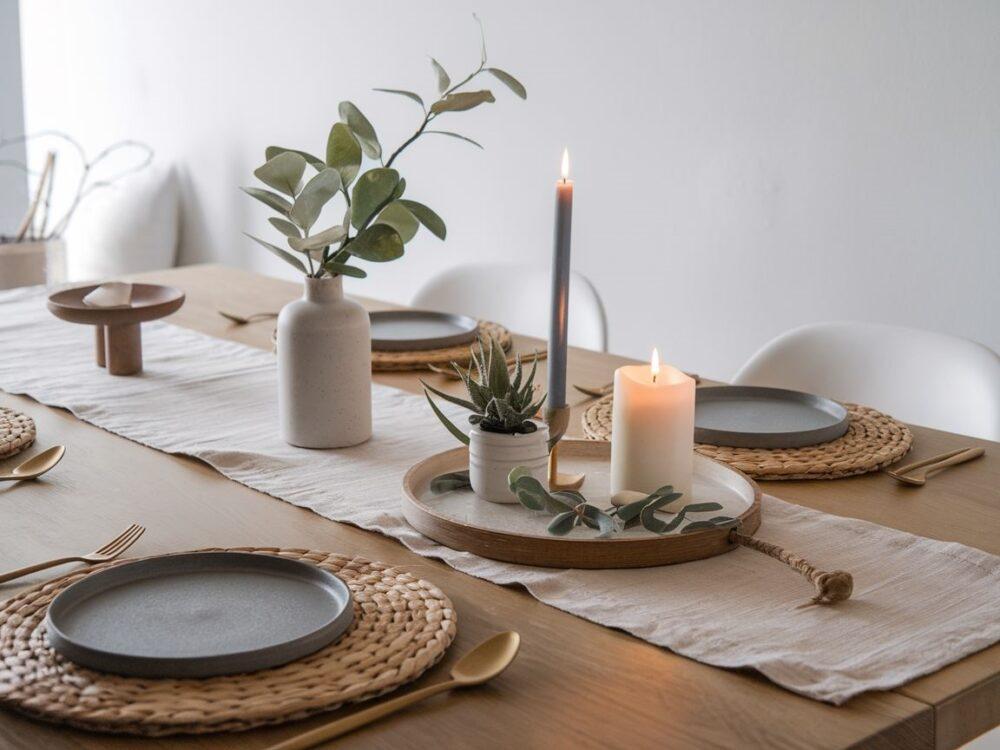minimalistyczna dekoracja stołu