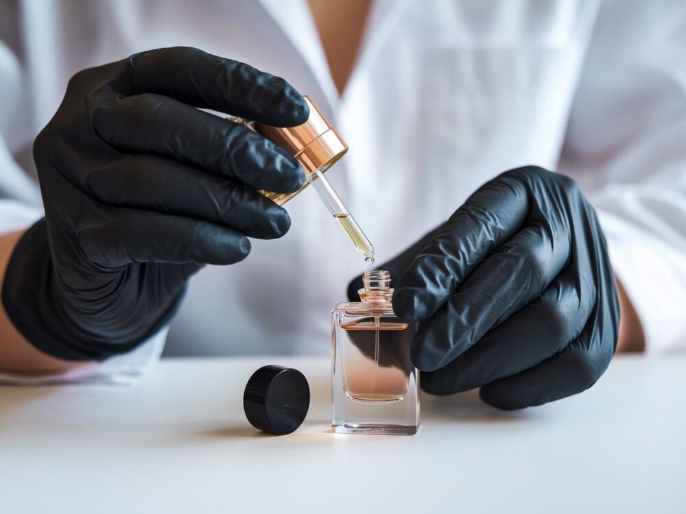 ręce napełniające atomizer